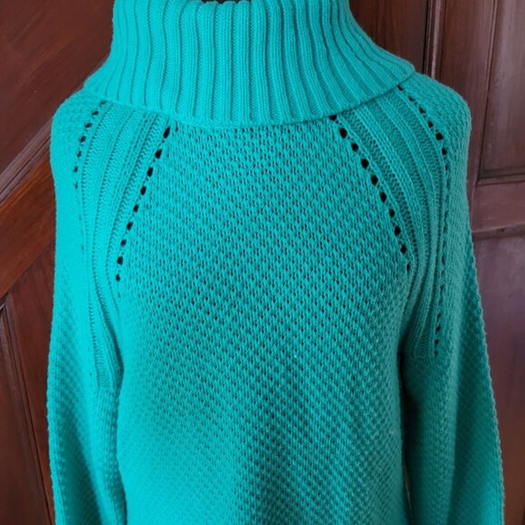 Talbots Petites Teal Turtleneck Sweater LP Lambswool blend - Picture 2 of 6